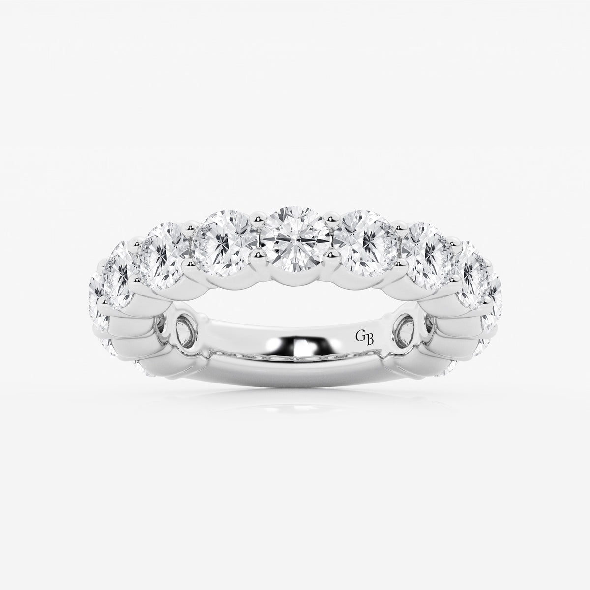 GWA036 - 4 ctw Round Lab Grown Diamond Three Quarter Eternity Shared Prong Wedding Band