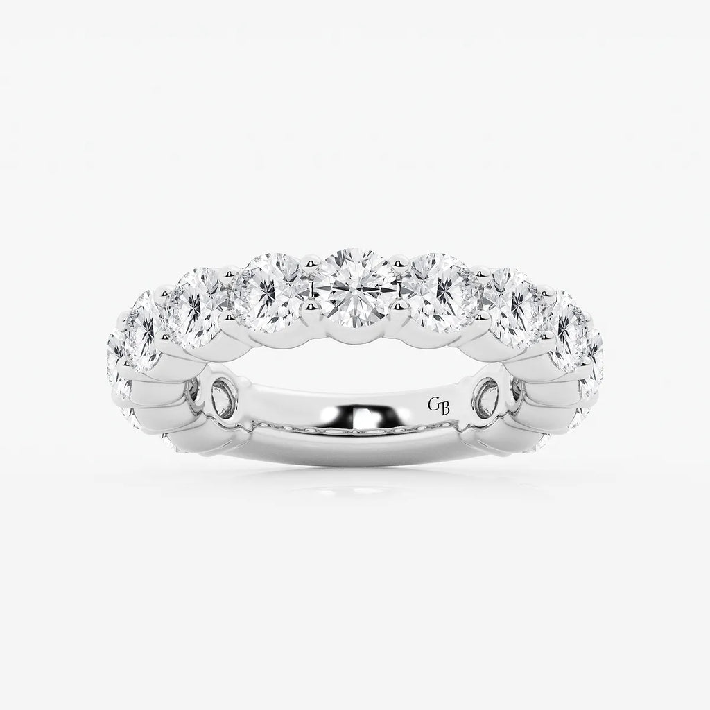 GWA036 - product video for 4 ctw Round Lab Grown Diamond Three Quarter Eternity Shared Prong Wedding Band