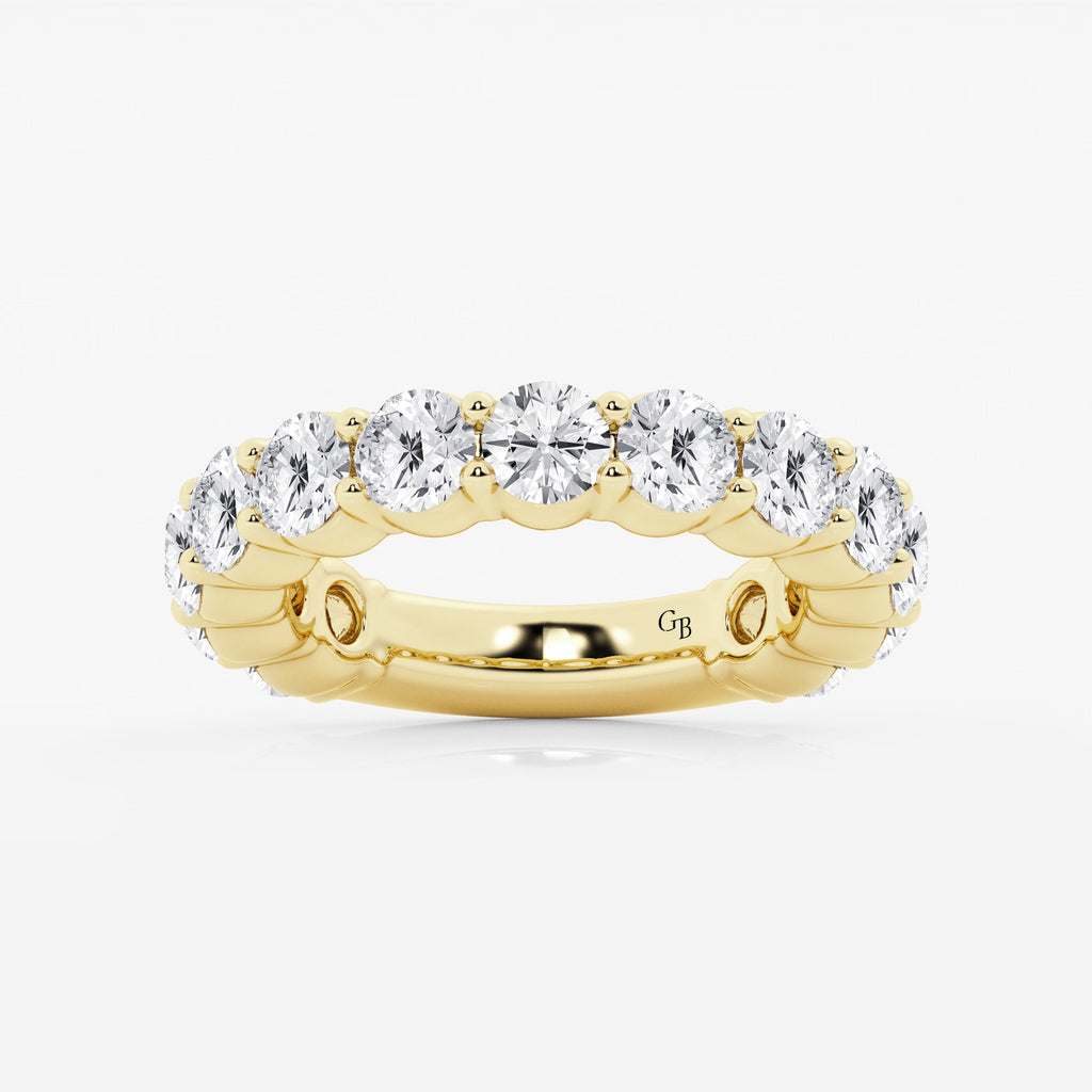 GWA036 - 4 ctw Round Lab Grown Diamond Three Quarter Eternity Shared Prong Wedding Band