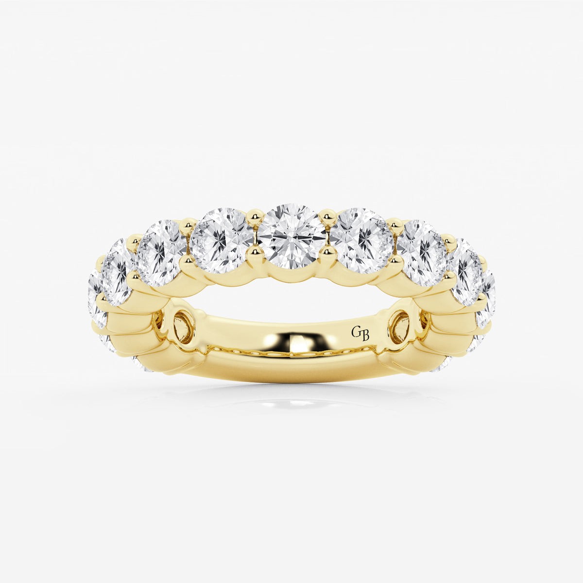 GWA036 - 4 ctw Round Lab Grown Diamond Three Quarter Eternity Shared Prong Wedding Band