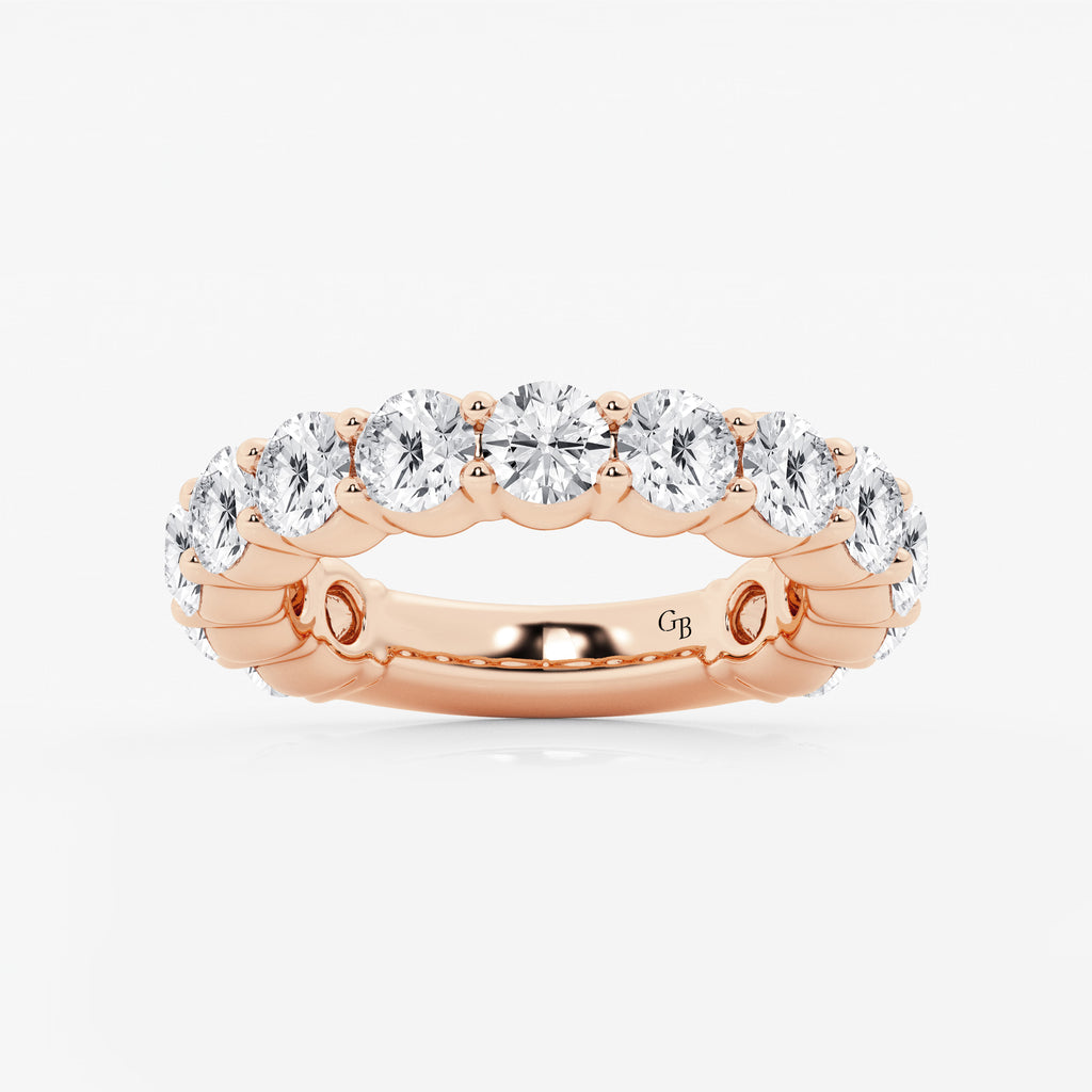 GWA036 - 4 ctw Round Lab Grown Diamond Three Quarter Eternity Shared Prong Wedding Band