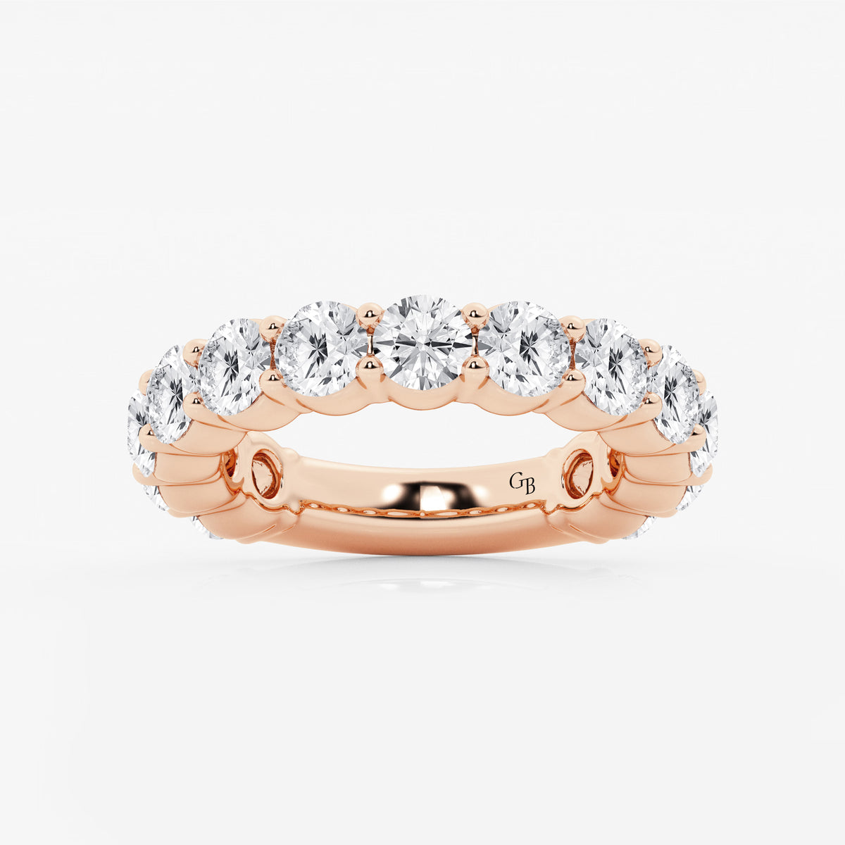 GWA036 - 4 ctw Round Lab Grown Diamond Three Quarter Eternity Shared Prong Wedding Band