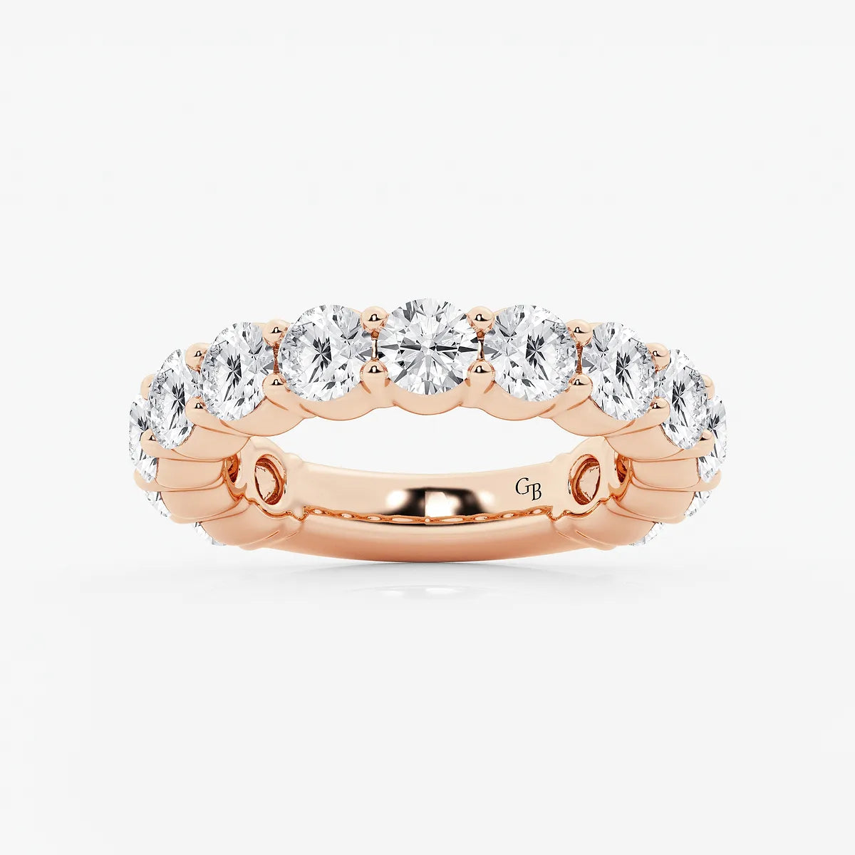 GWA036 - product video for 4 ctw Round Lab Grown Diamond Three Quarter Eternity Shared Prong Wedding Band