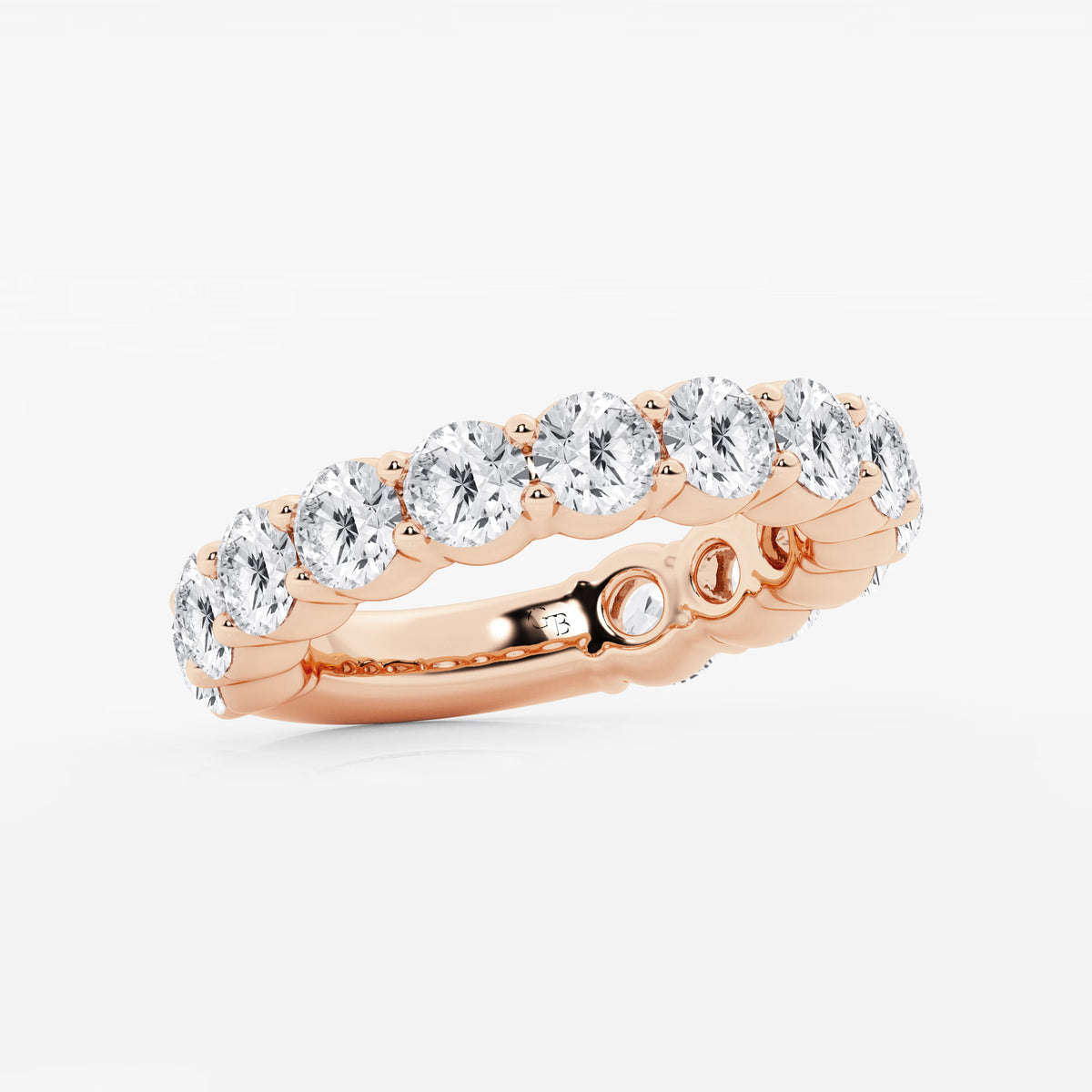GWA036 - Additional Image 1 for  4 ctw Round Lab Grown Diamond Three Quarter Eternity Shared Prong Wedding Band