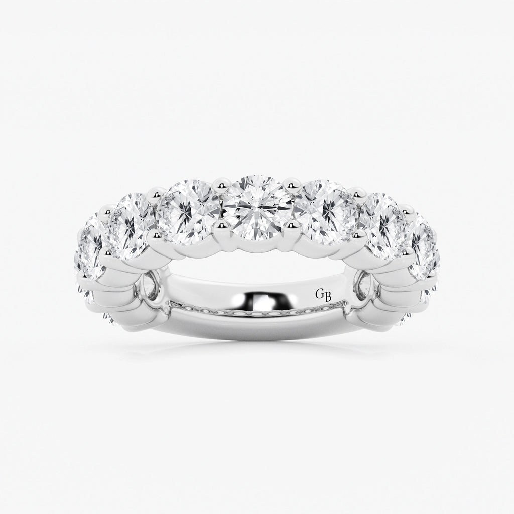 GWA036 - 5 ctw Round Lab Grown Diamond Three Quarter Eternity Shared Prong Wedding Band