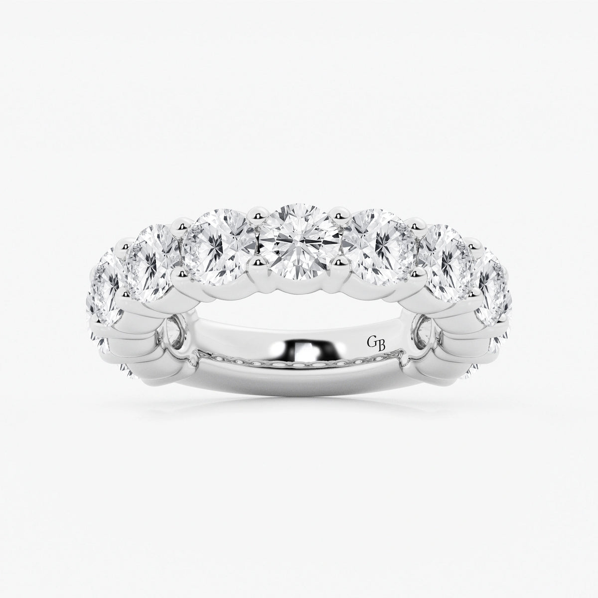 GWA036 - 5 ctw Round Lab Grown Diamond Three Quarter Eternity Shared Prong Wedding Band