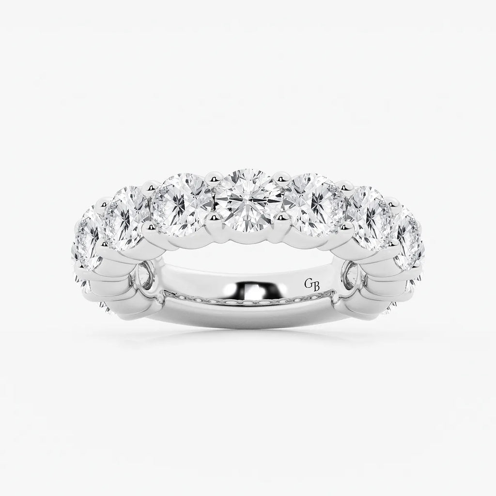 GWA036 - product video for 5 ctw Round Lab Grown Diamond Three Quarter Eternity Shared Prong Wedding Band