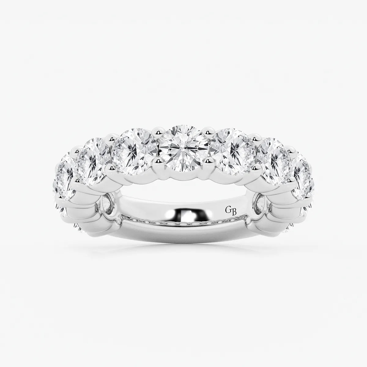 GWA036 - product video for 5 ctw Round Lab Grown Diamond Three Quarter Eternity Shared Prong Wedding Band