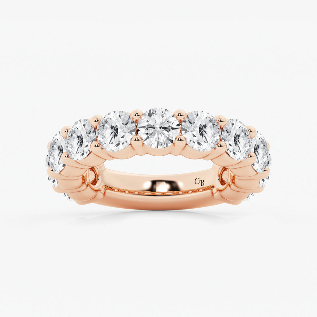 GWA036 - 5 ctw Round Lab Grown Diamond Three Quarter Eternity Shared Prong Wedding Band