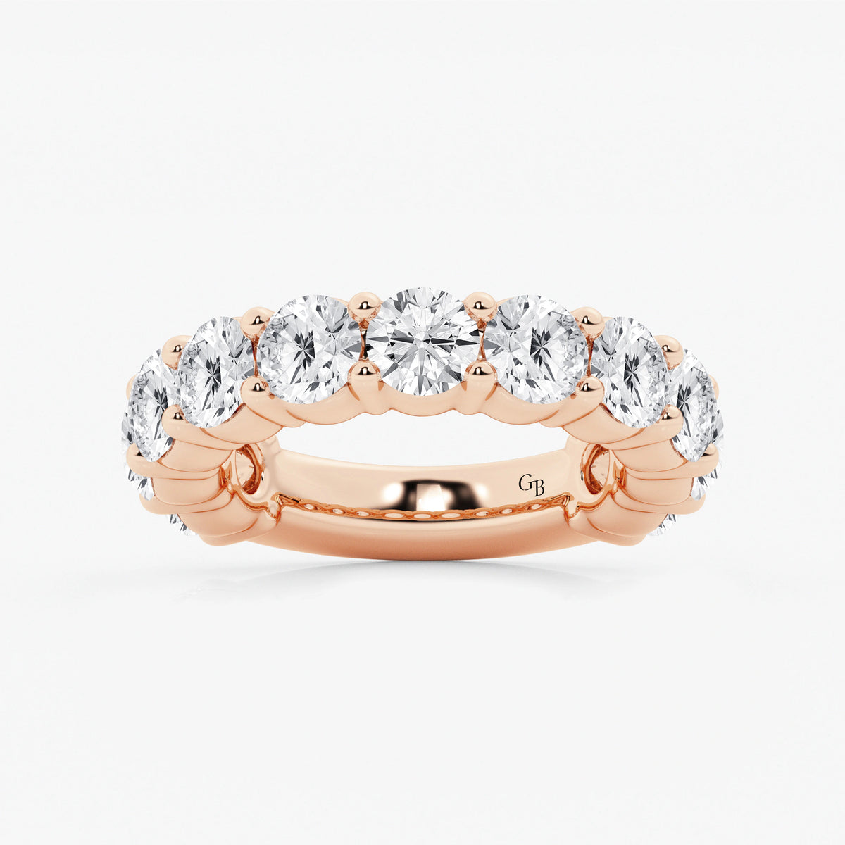 GWA036 - 5 ctw Round Lab Grown Diamond Three Quarter Eternity Shared Prong Wedding Band