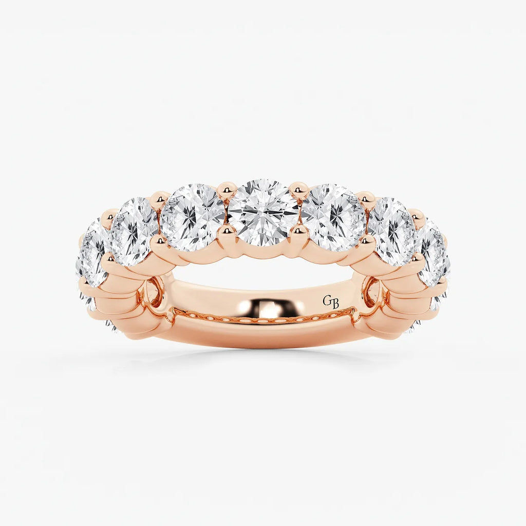 GWA036 - product video for 5 ctw Round Lab Grown Diamond Three Quarter Eternity Shared Prong Wedding Band