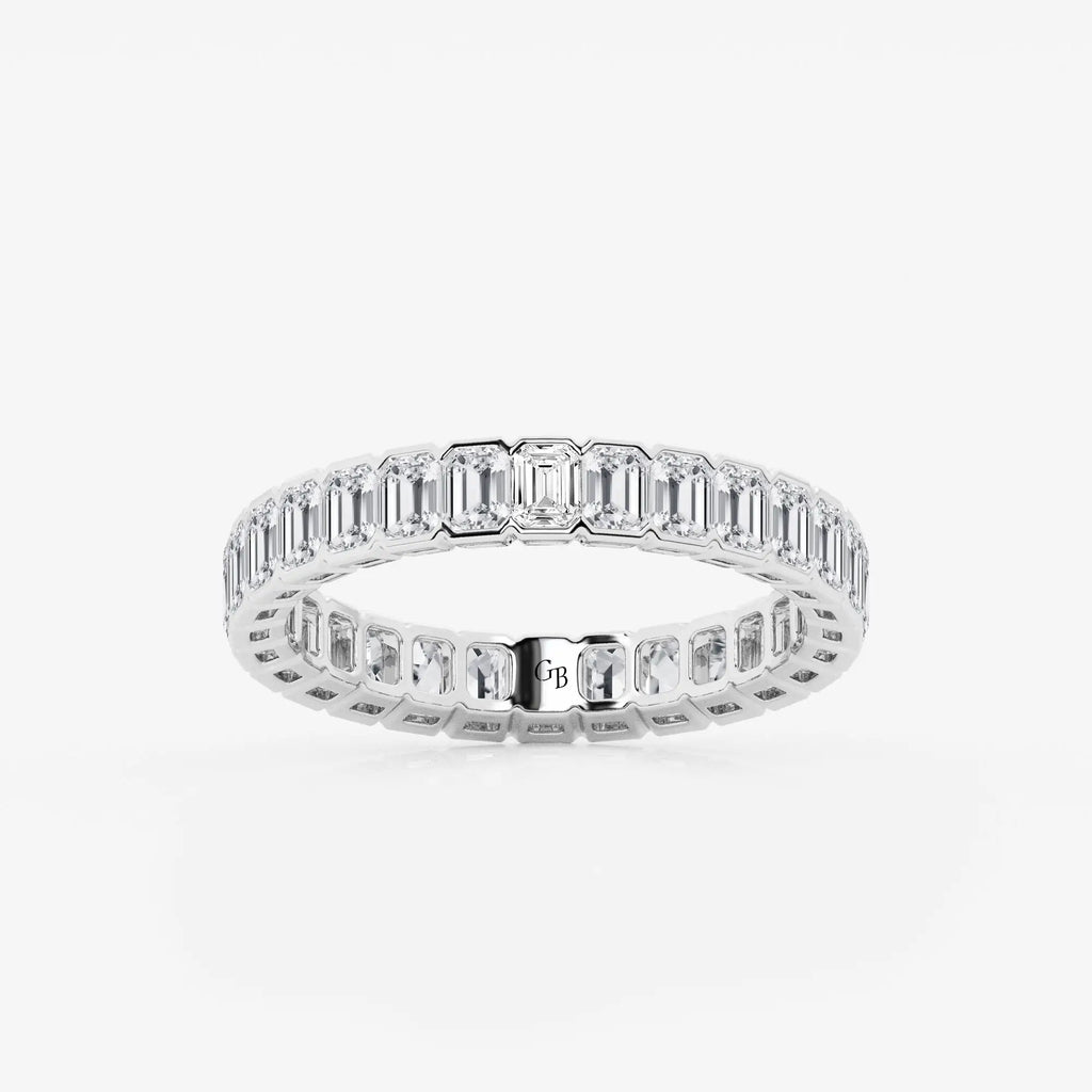 GWA038 - 2 ctw Emerald Lab Grown Diamond Half Bezel Eternity Band - 3.6mm Width