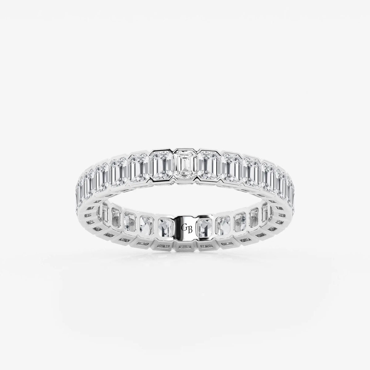GWA038 - 2 ctw Emerald Lab Grown Diamond Half Bezel Eternity Band - 3.6mm Width