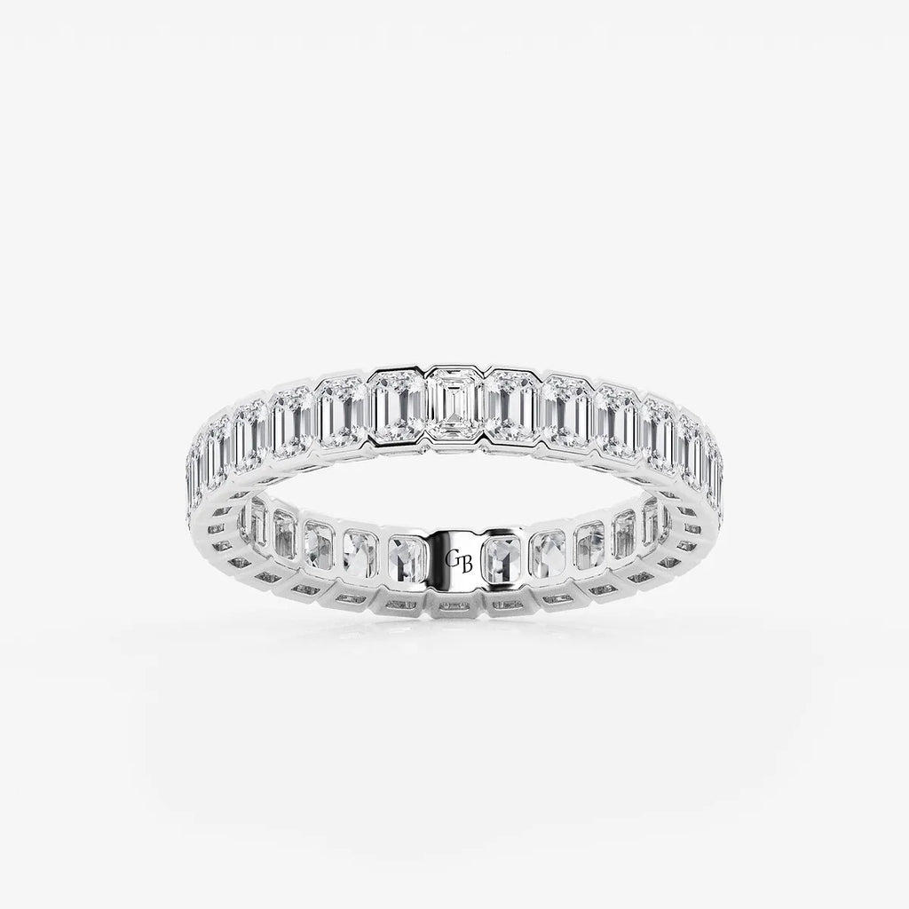GWA038 - product video for 2 ctw Emerald Lab Grown Diamond Half Bezel Eternity Band - 3.6mm Width