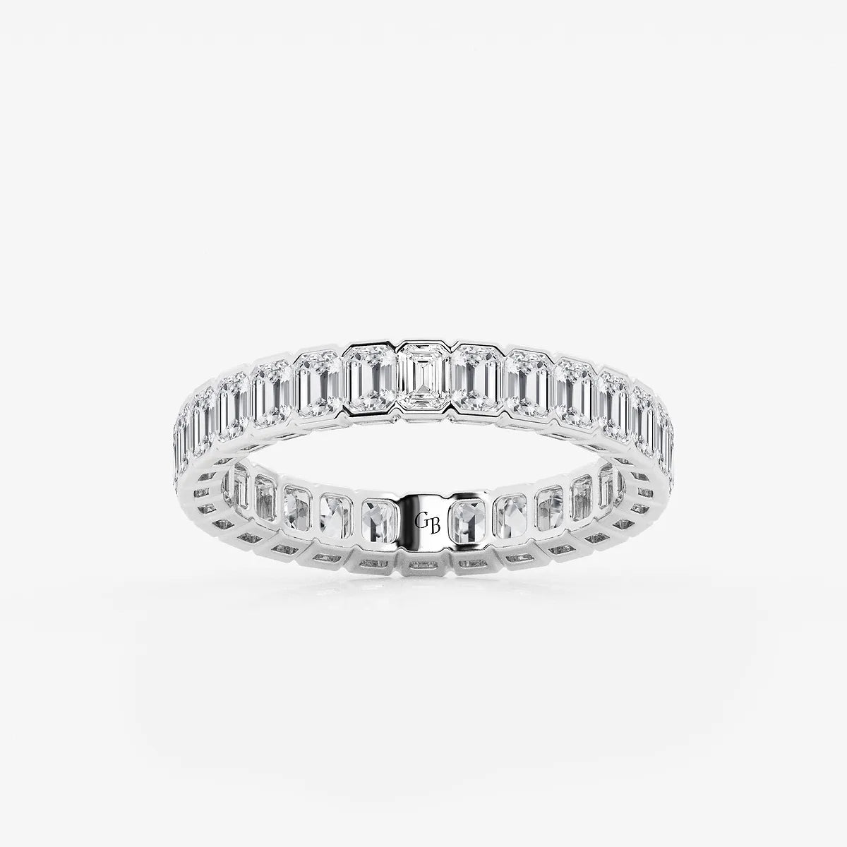GWA038 - product video for 2 ctw Emerald Lab Grown Diamond Half Bezel Eternity Band - 3.6mm Width