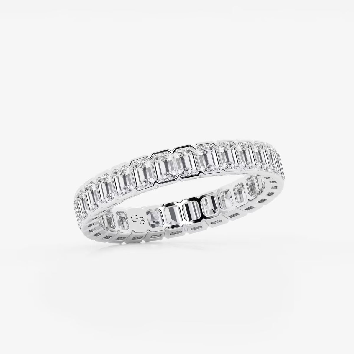 GWA038 - Additional Image 1 for  2 ctw Emerald Lab Grown Diamond Half Bezel Eternity Band - 3.6mm Width