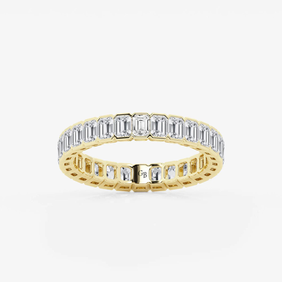 GWA038 - 2 ctw Emerald Lab Grown Diamond Half Bezel Eternity Band - 3.6mm Width