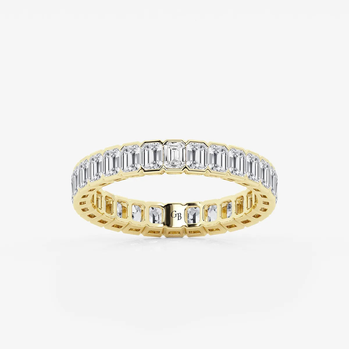 GWA038 - product video for 2 ctw Emerald Lab Grown Diamond Half Bezel Eternity Band - 3.6mm Width