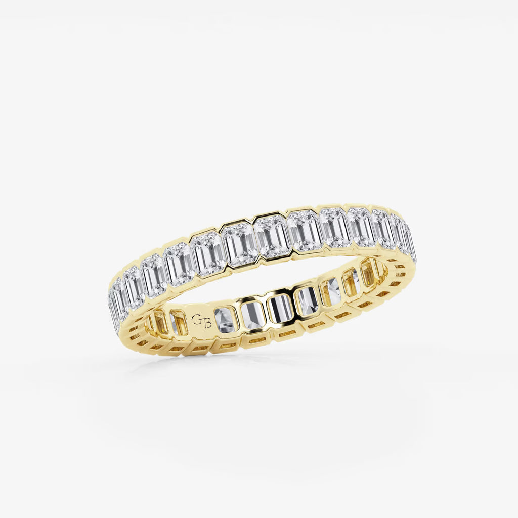 GWA038 - Additional Image 1 for  2 ctw Emerald Lab Grown Diamond Half Bezel Eternity Band - 3.6mm Width