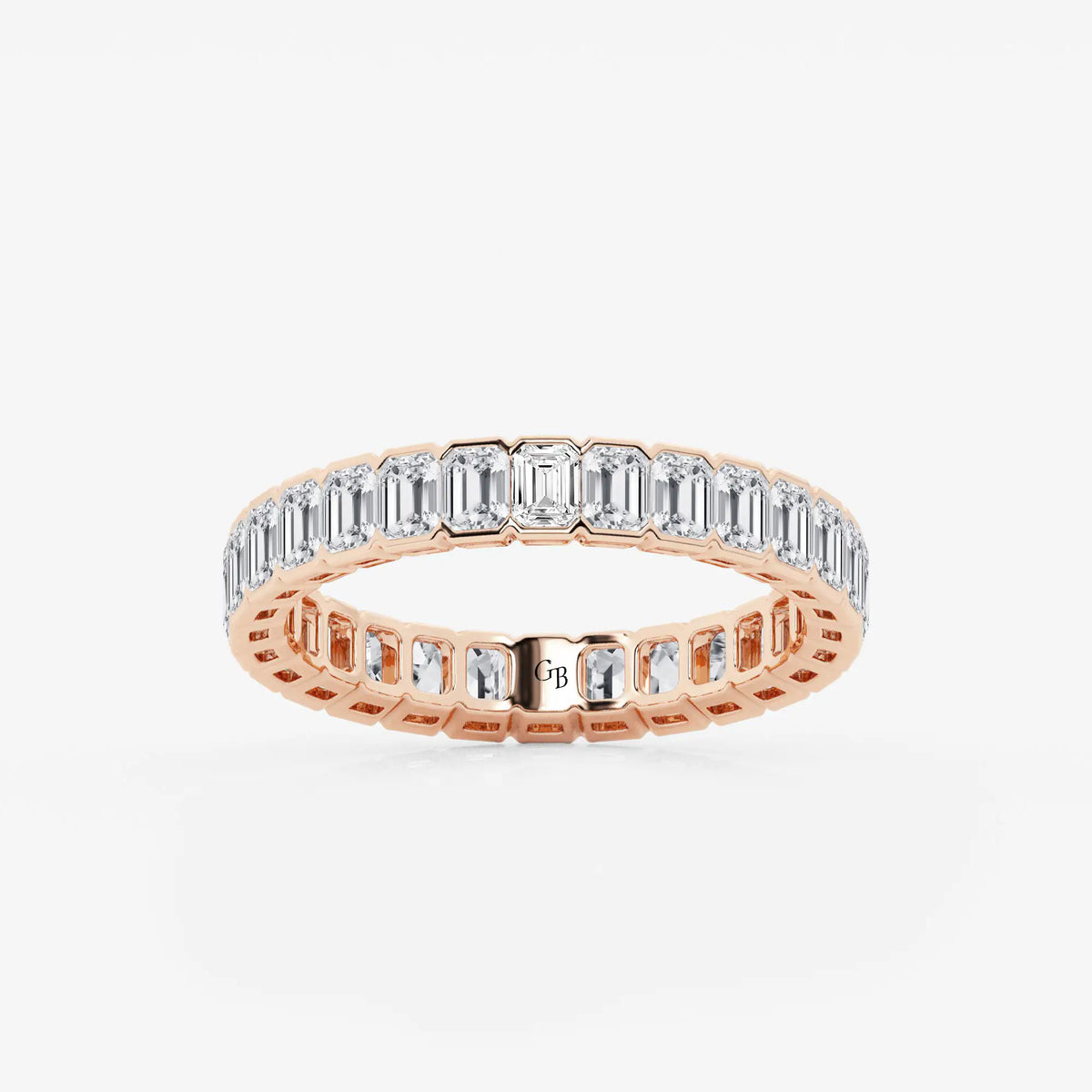 GWA038 - 2 ctw Emerald Lab Grown Diamond Half Bezel Eternity Band - 3.6mm Width