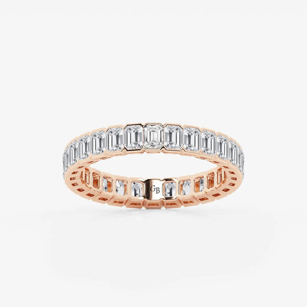 GWA038 - product video for 2 ctw Emerald Lab Grown Diamond Half Bezel Eternity Band - 3.6mm Width