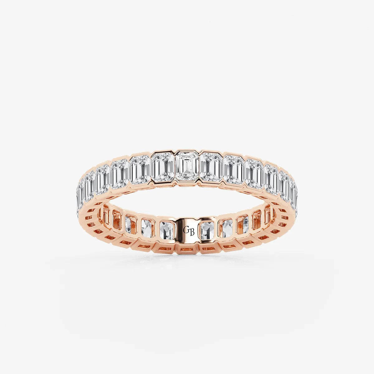 GWA038 - product video for 2 ctw Emerald Lab Grown Diamond Half Bezel Eternity Band - 3.6mm Width