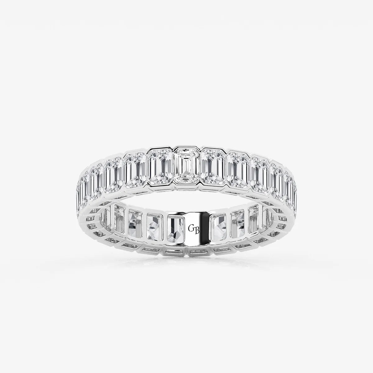 GWA038 - product video for 3 ctw Emerald Lab Grown Diamond Half Bezel Eternity Band - 4.2mm Width