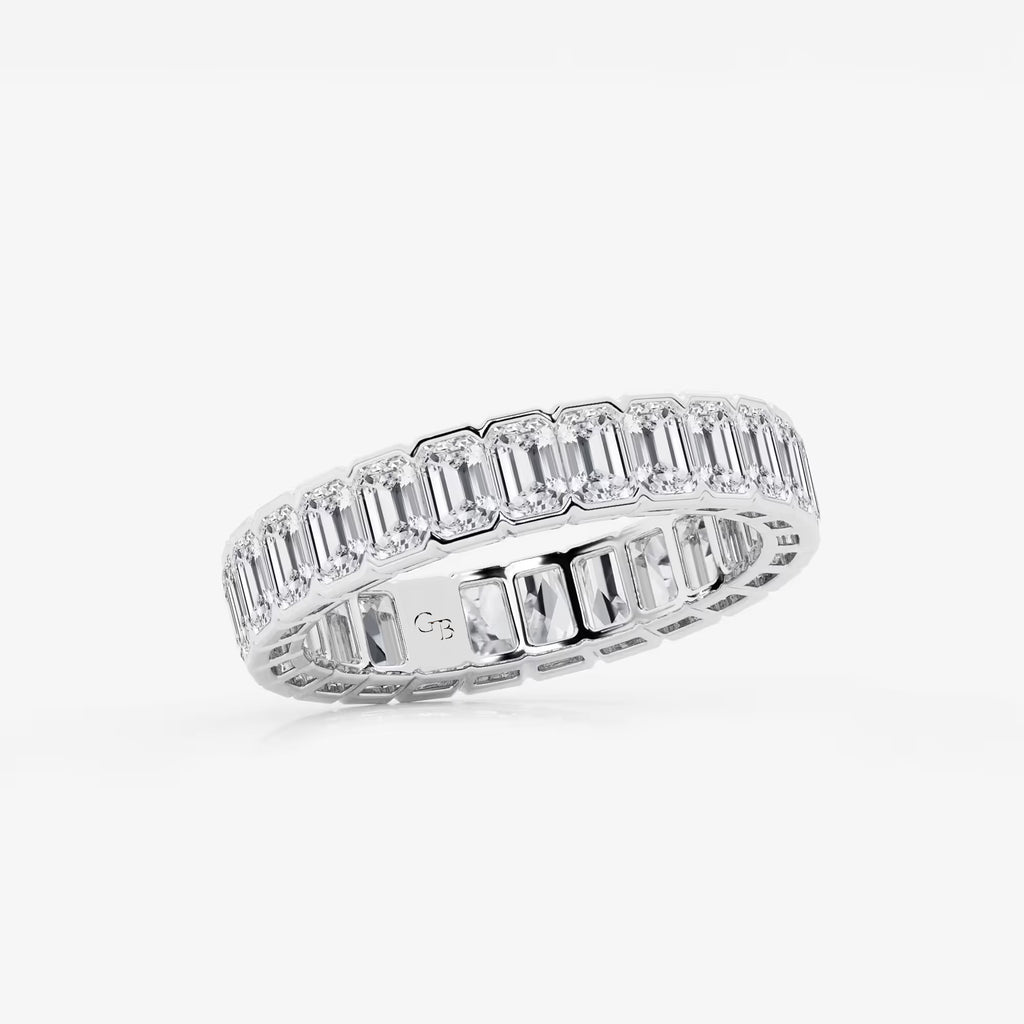 GWA038 - Additional Image 1 for  3 ctw Emerald Lab Grown Diamond Half Bezel Eternity Band - 4.2mm Width