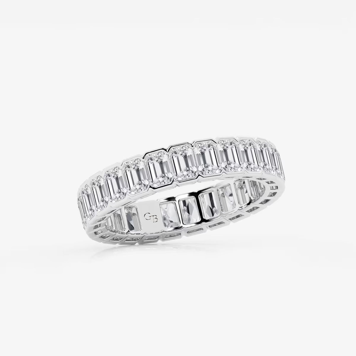 GWA038 - Additional Image 1 for  3 ctw Emerald Lab Grown Diamond Half Bezel Eternity Band - 4.2mm Width