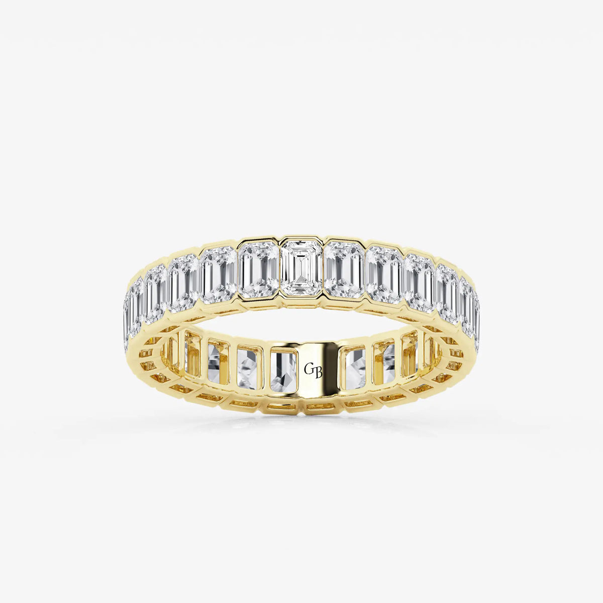 GWA038 - 3 ctw Emerald Lab Grown Diamond Half Bezel Eternity Band - 4.2mm Width