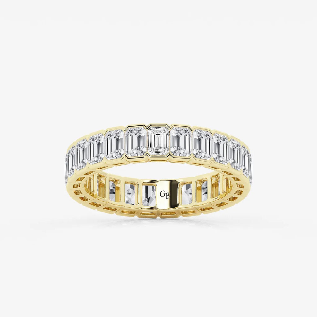 GWA038 - product video for 3 ctw Emerald Lab Grown Diamond Half Bezel Eternity Band - 4.2mm Width
