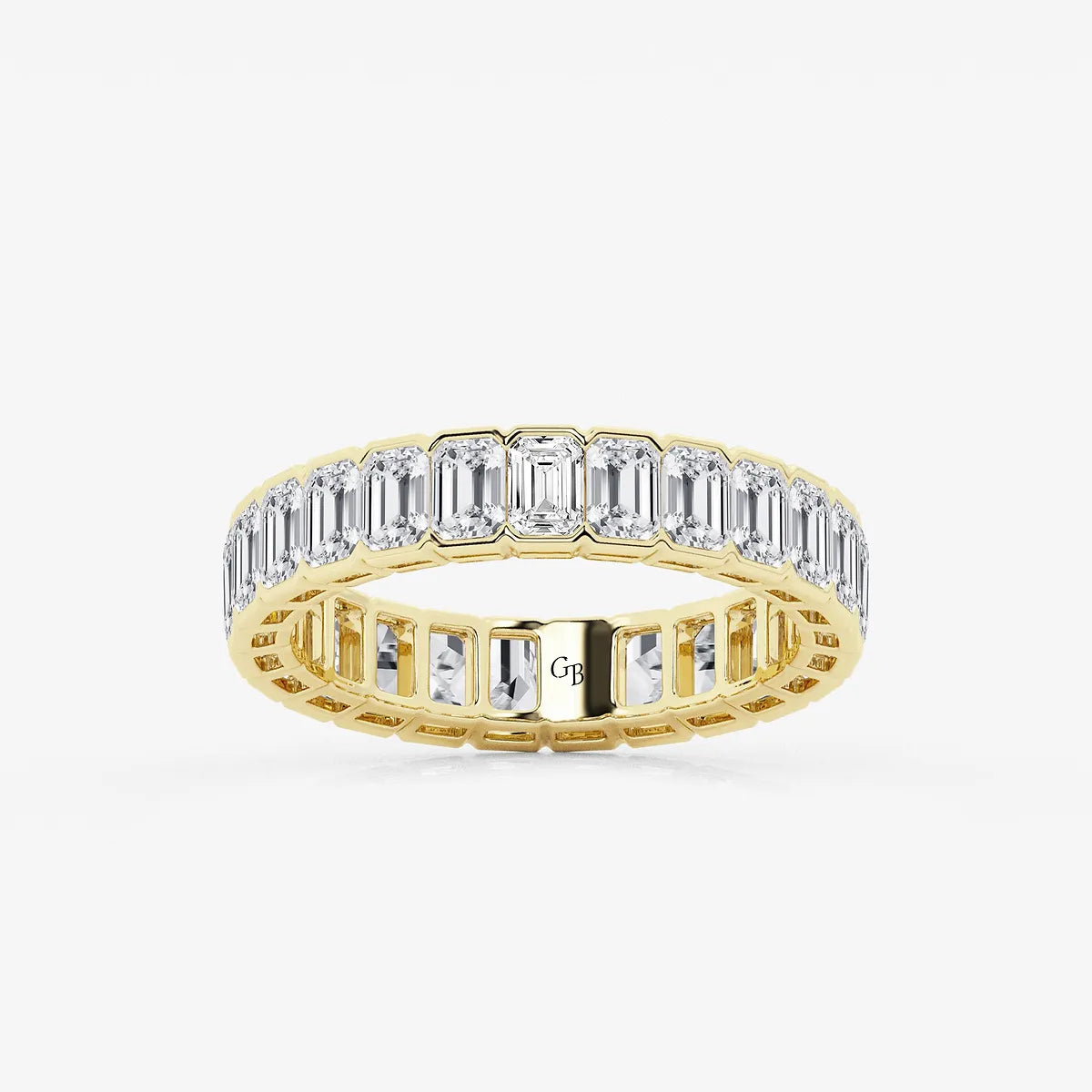 GWA038 - product video for 3 ctw Emerald Lab Grown Diamond Half Bezel Eternity Band - 4.2mm Width