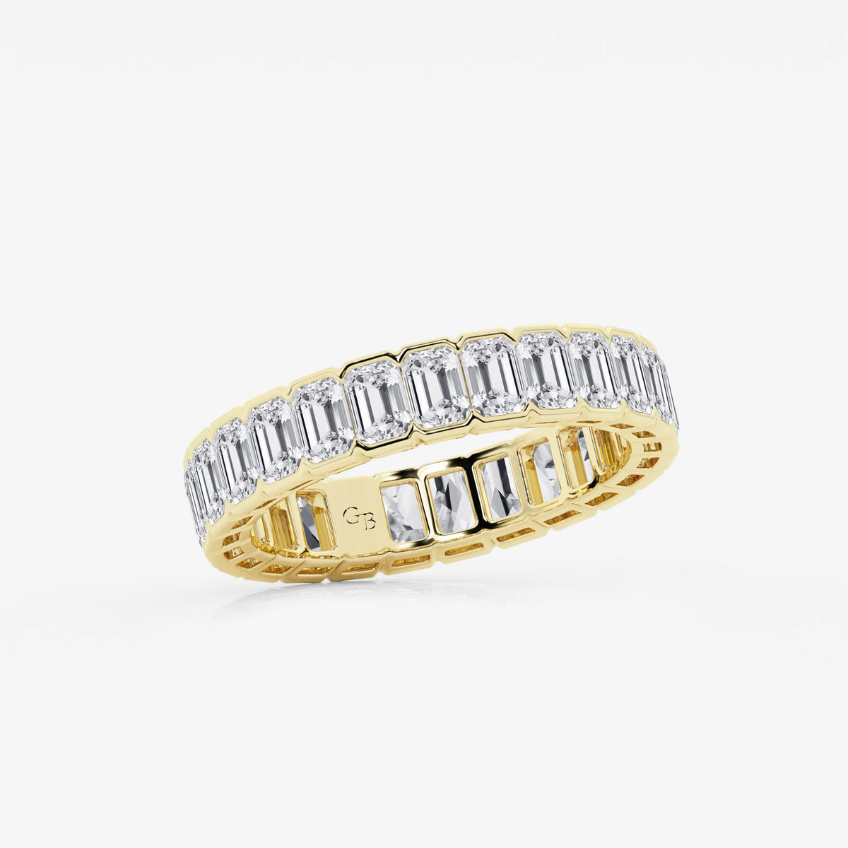 GWA038 - Additional Image 1 for  3 ctw Emerald Lab Grown Diamond Half Bezel Eternity Band - 4.2mm Width