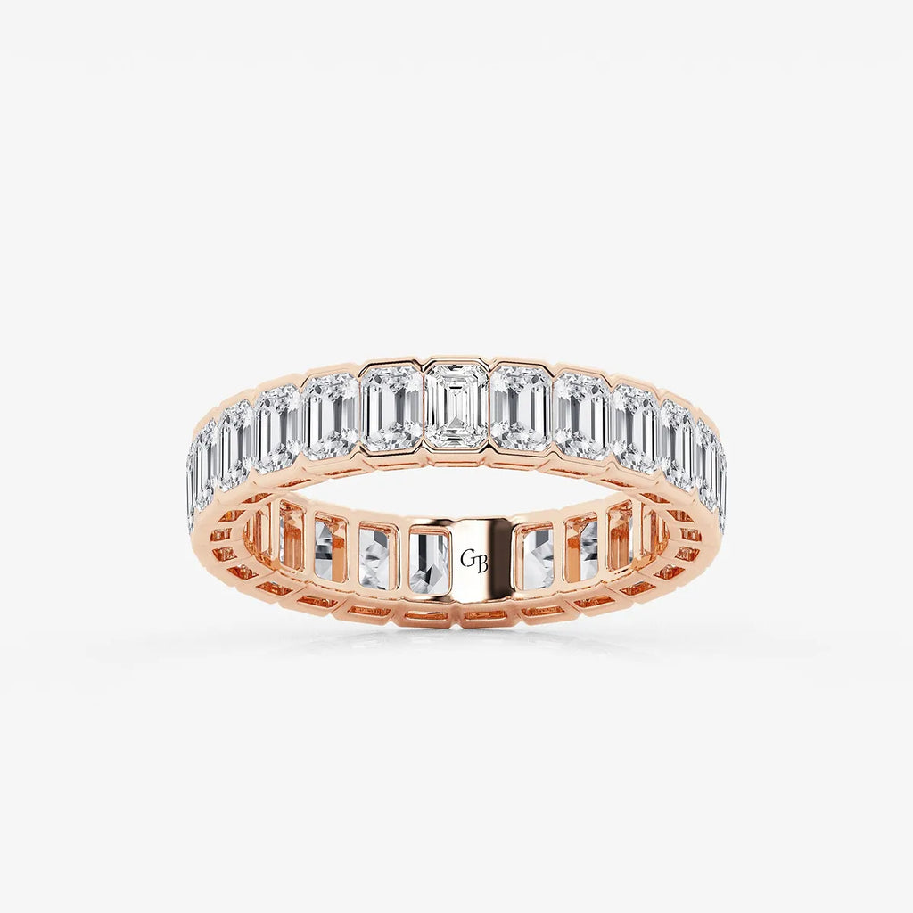 GWA038 - product video for 3 ctw Emerald Lab Grown Diamond Half Bezel Eternity Band - 4.2mm Width