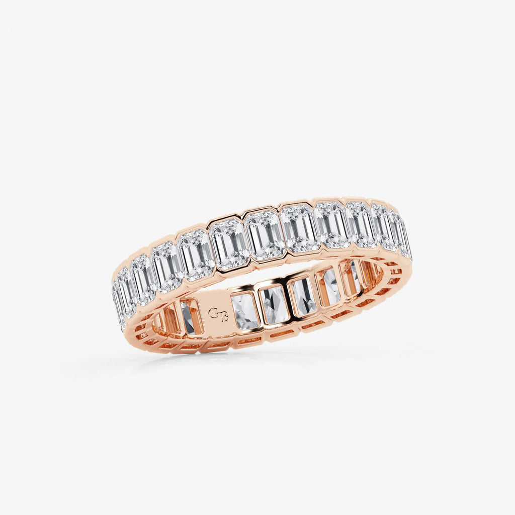 GWA038 - Additional Image 1 for  3 ctw Emerald Lab Grown Diamond Half Bezel Eternity Band - 4.2mm Width
