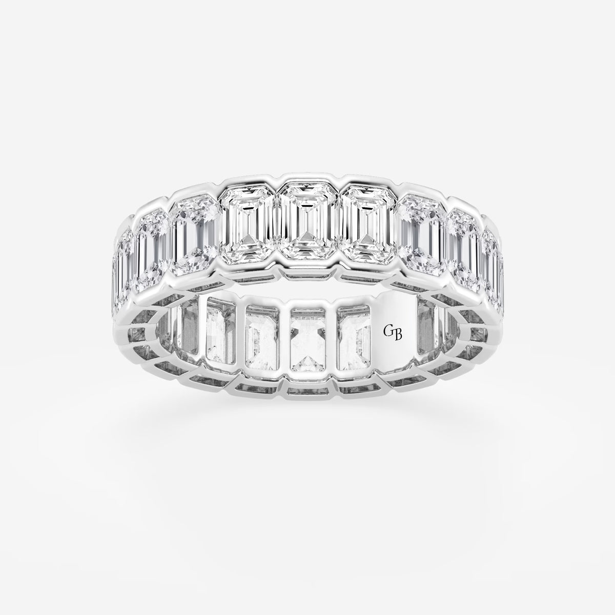 GWA038 - 4 ctw Emerald Lab Grown Diamond Half Bezel Eternity Band - 4.9mm Width
