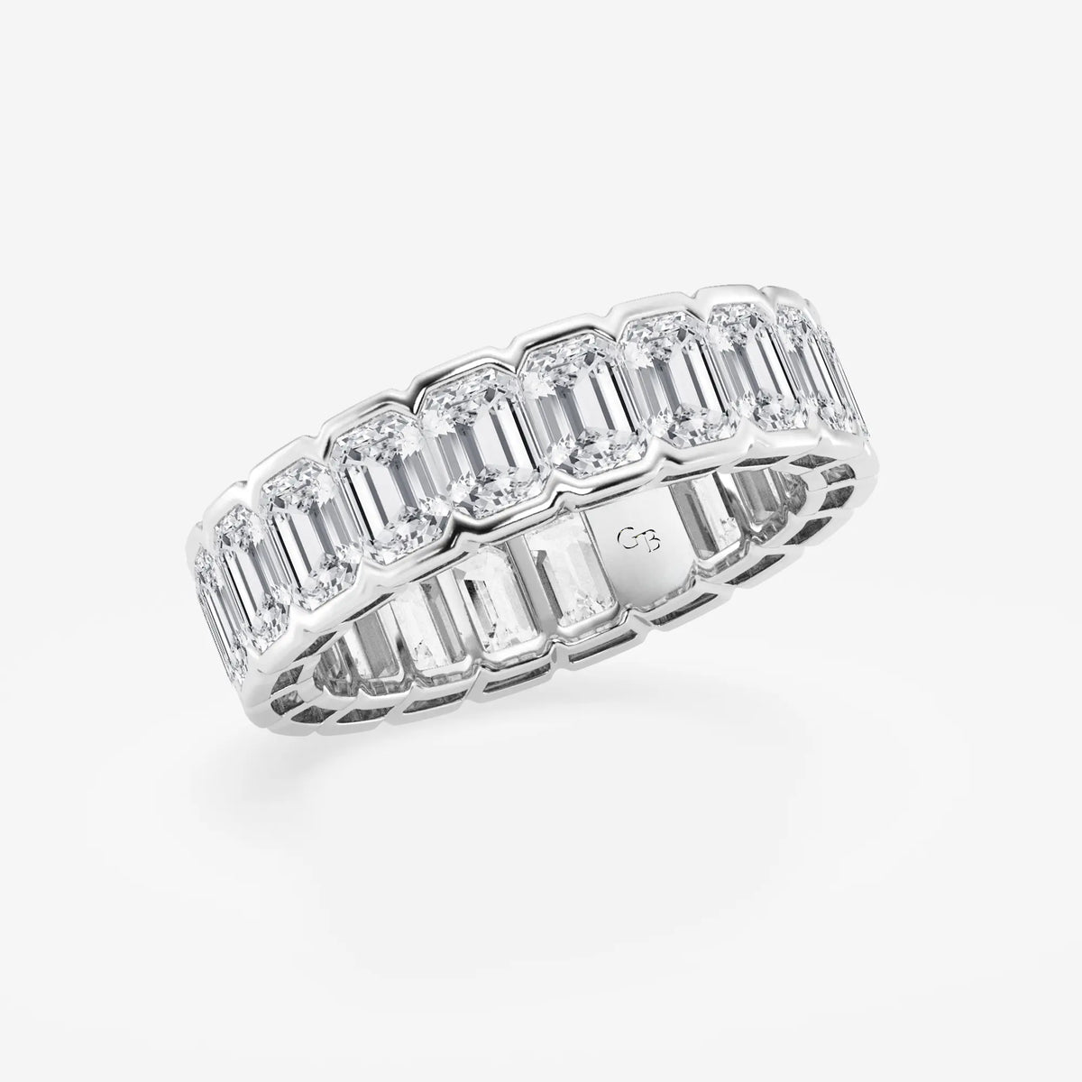 GWA038 - Additional Image 1 for  4 ctw Emerald Lab Grown Diamond Half Bezel Eternity Band - 4.9mm Width