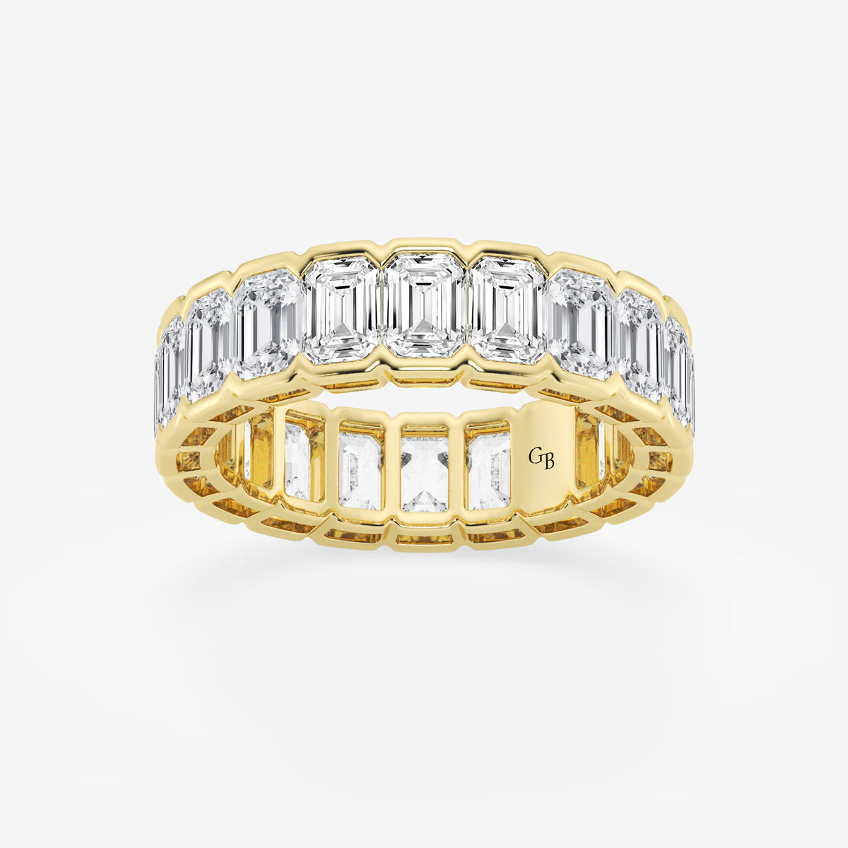 GWA038 - 4 ctw Emerald Lab Grown Diamond Half Bezel Eternity Band - 4.9mm Width
