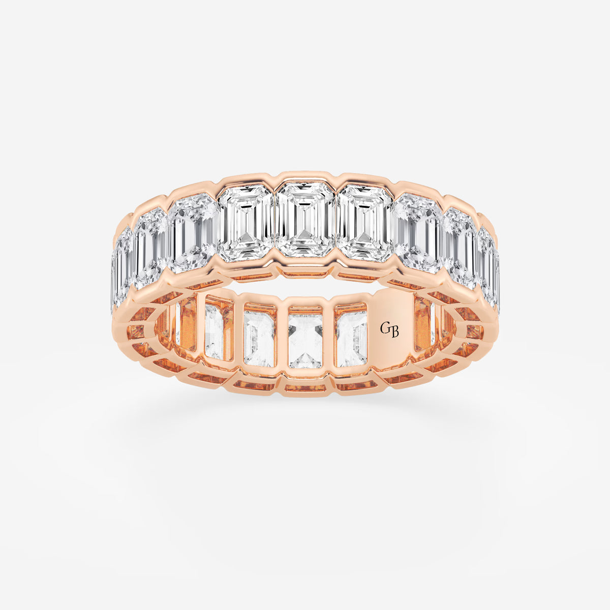 GWA038 - 4 ctw Emerald Lab Grown Diamond Half Bezel Eternity Band - 4.9mm Width