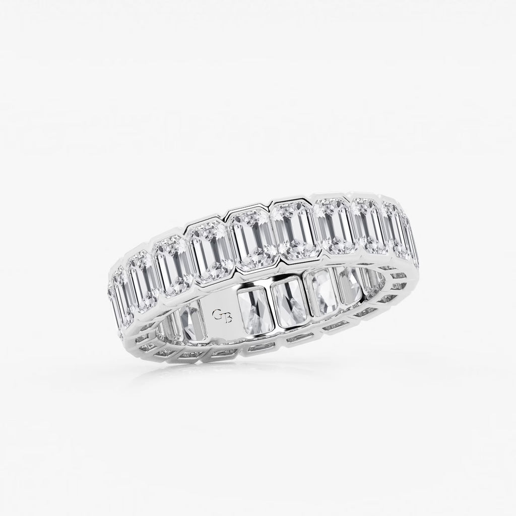GWA038 - Additional Image 1 for  5 ctw Emerald Lab Grown Diamond Half Bezel Eternity Band - 5.2mm Width