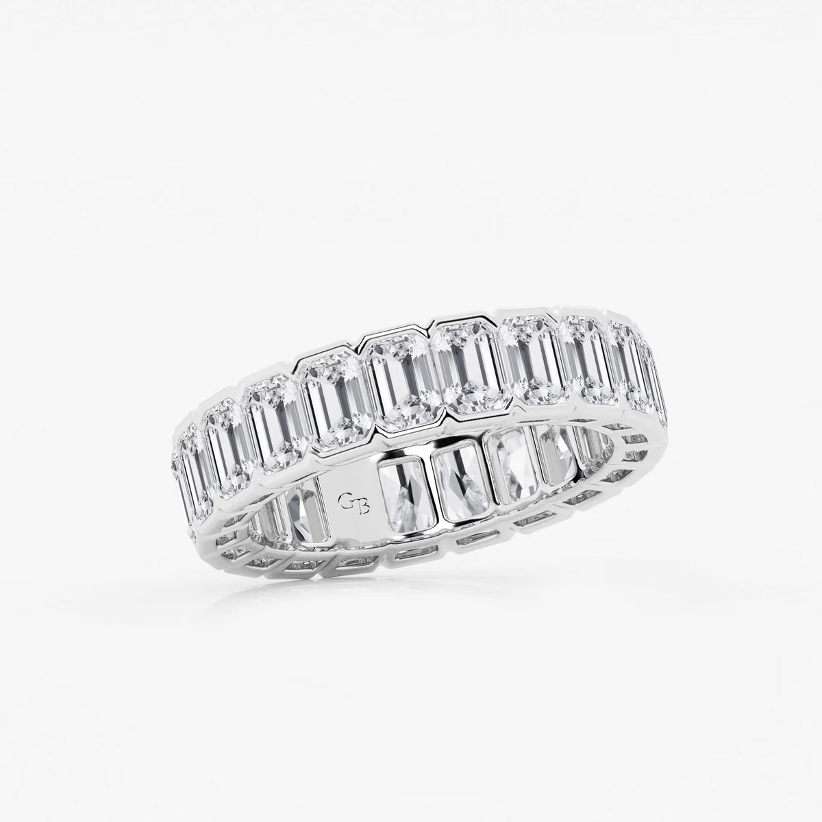 GWA038 - Additional Image 1 for  5 ctw Emerald Lab Grown Diamond Half Bezel Eternity Band - 5.2mm Width