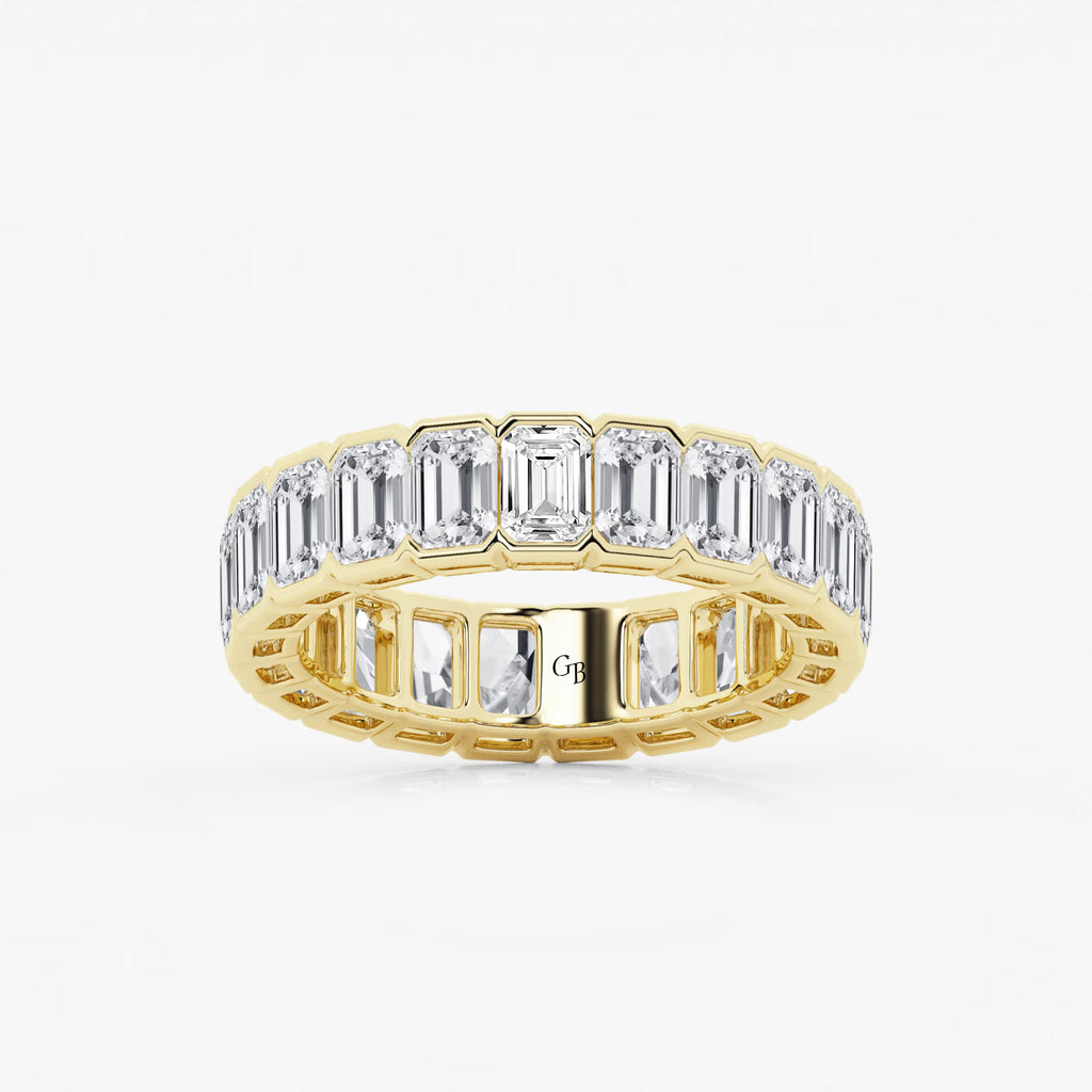 GWA038 - 5 ctw Emerald Lab Grown Diamond Half Bezel Eternity Band - 5.2mm Width