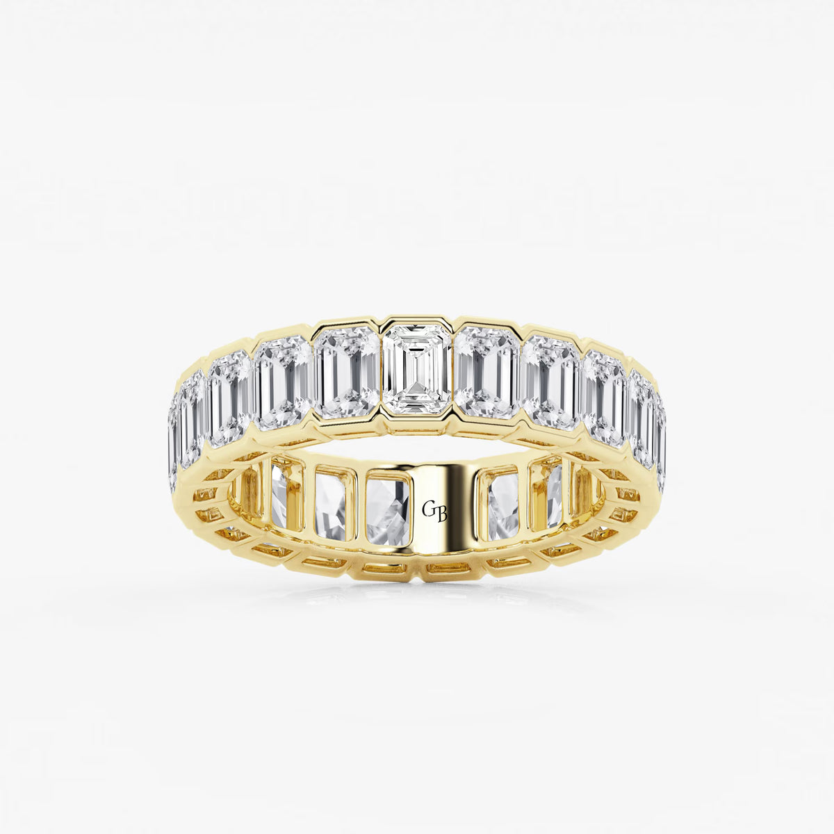 GWA038 - 5 ctw Emerald Lab Grown Diamond Half Bezel Eternity Band - 5.2mm Width