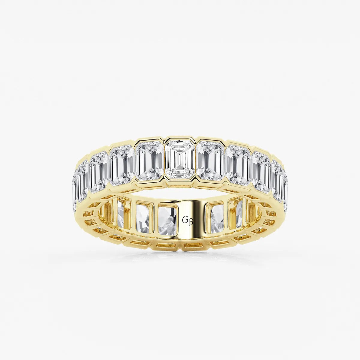 GWA038 - product video for 5 ctw Emerald Lab Grown Diamond Half Bezel Eternity Band - 5.2mm Width