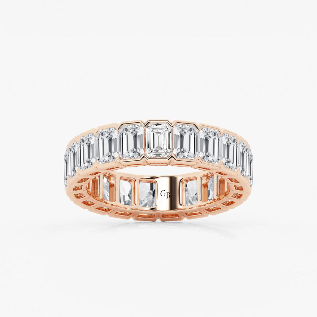 GWA038 - 5 ctw Emerald Lab Grown Diamond Half Bezel Eternity Band - 5.2mm Width