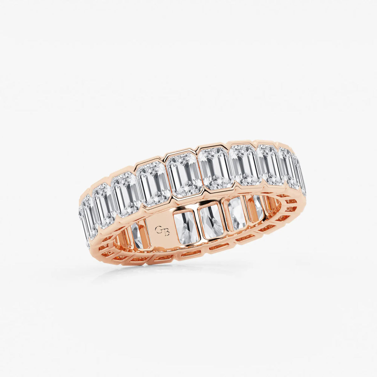 GWA038 - Additional Image 1 for  5 ctw Emerald Lab Grown Diamond Half Bezel Eternity Band - 5.2mm Width