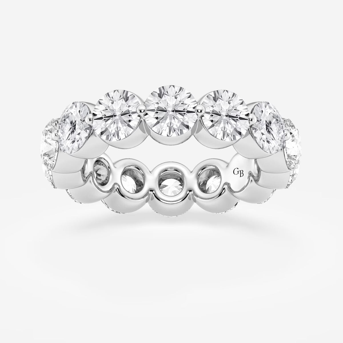 GWA041 - 6 ctw Round Lab Grown Floating Diamond Eternity Band - 4.9mm Width