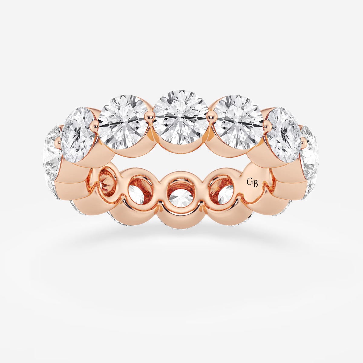 GWA041 - 6 ctw Round Lab Grown Floating Diamond Eternity Band - 4.9mm Width