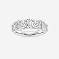 GWA045 - 3 ctw Emerald and Oval Lab Grown Diamond Seven-Stone Alternating Wedding Band