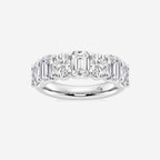 GWA045 - 3 ctw Emerald and Oval Lab Grown Diamond Seven-Stone Alternating Wedding Band